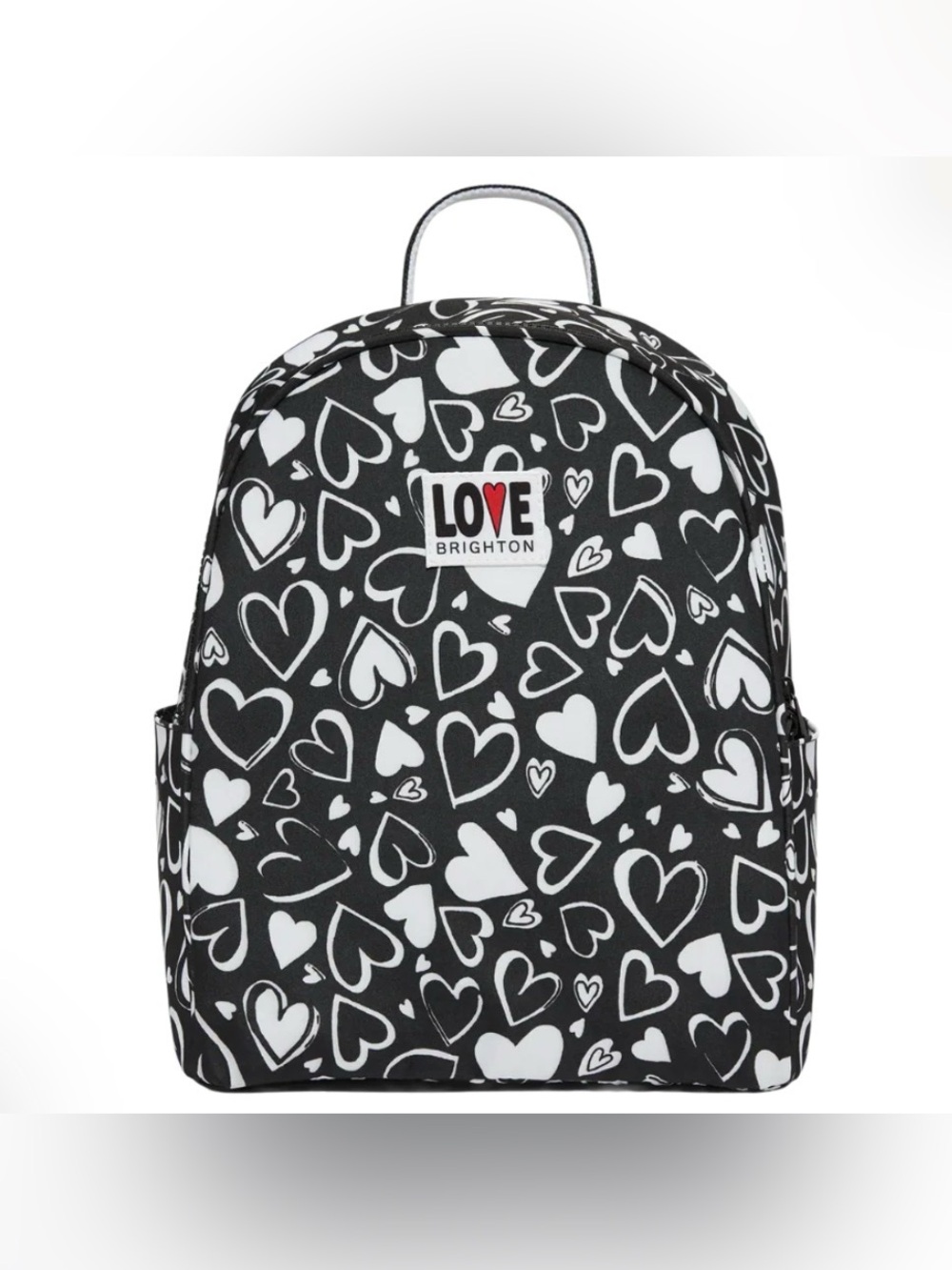 Brighton Endless Love Heart Print Black White Mini Backpack Bookbag NWOT Limited